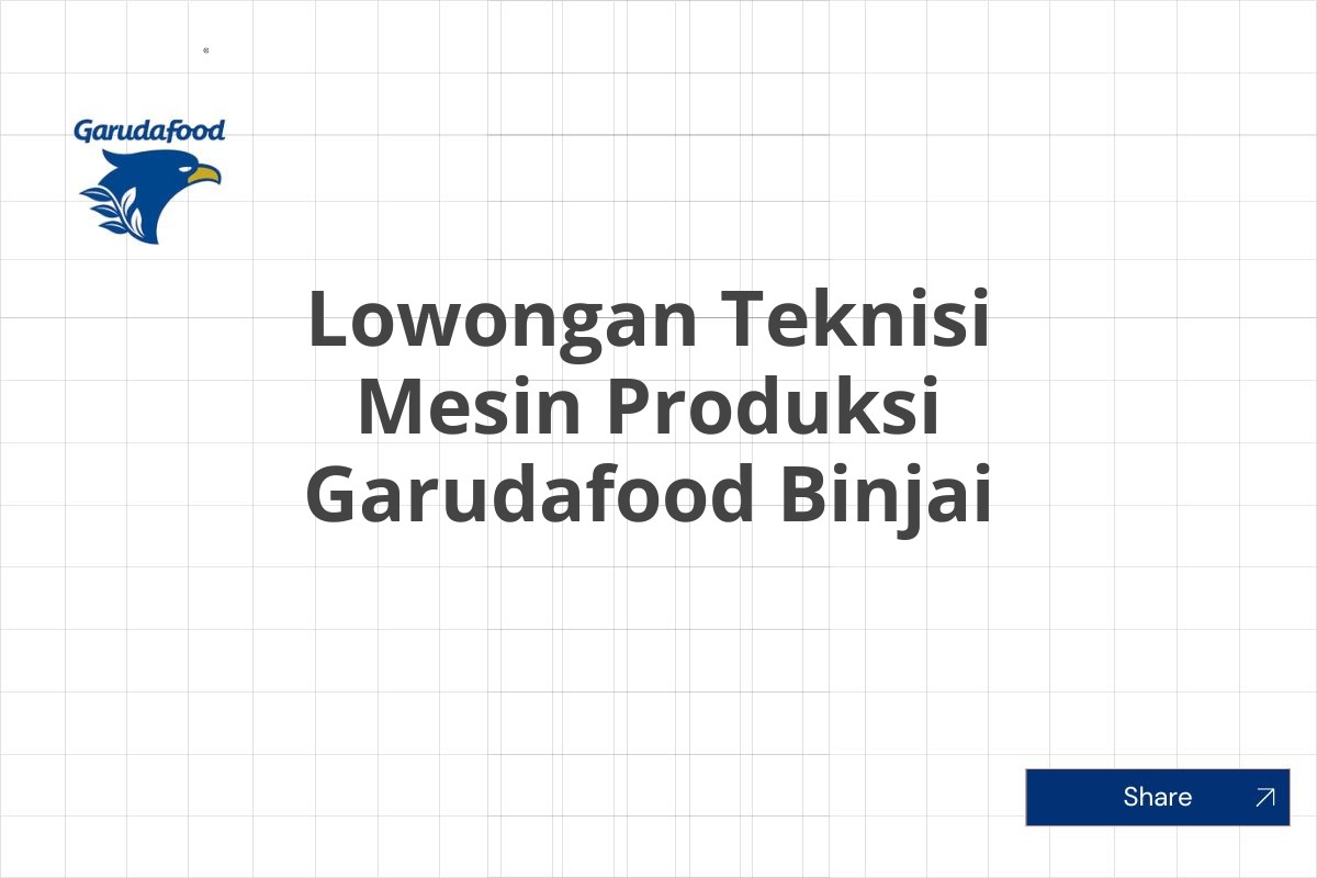 Lowongan Teknisi Mesin Produksi Garudafood Binjai