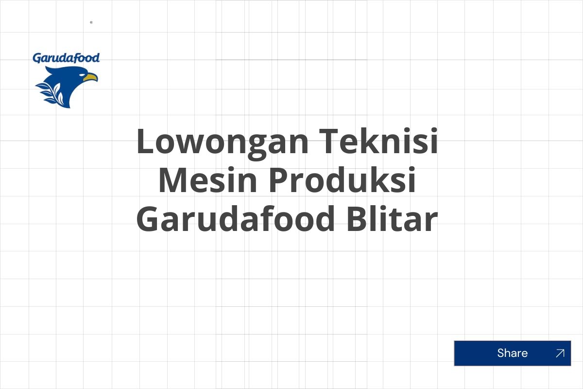 Lowongan Teknisi Mesin Produksi Garudafood Blitar