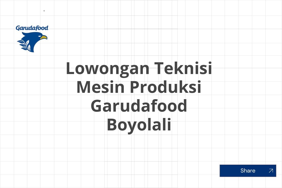 Lowongan Teknisi Mesin Produksi Garudafood Boyolali