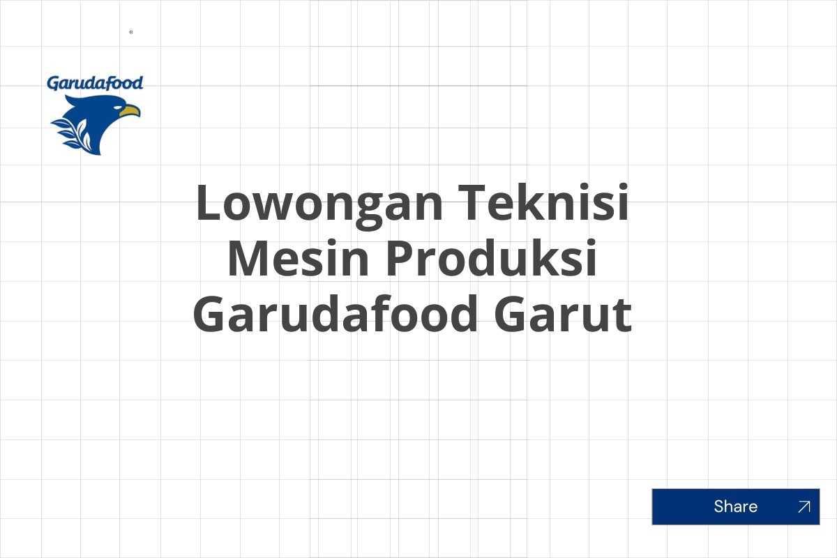 Lowongan Teknisi Mesin Produksi Garudafood Garut