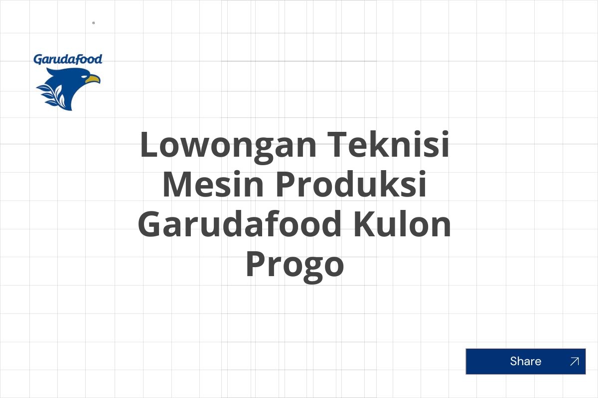 Lowongan Teknisi Mesin Produksi Garudafood Kulon Progo