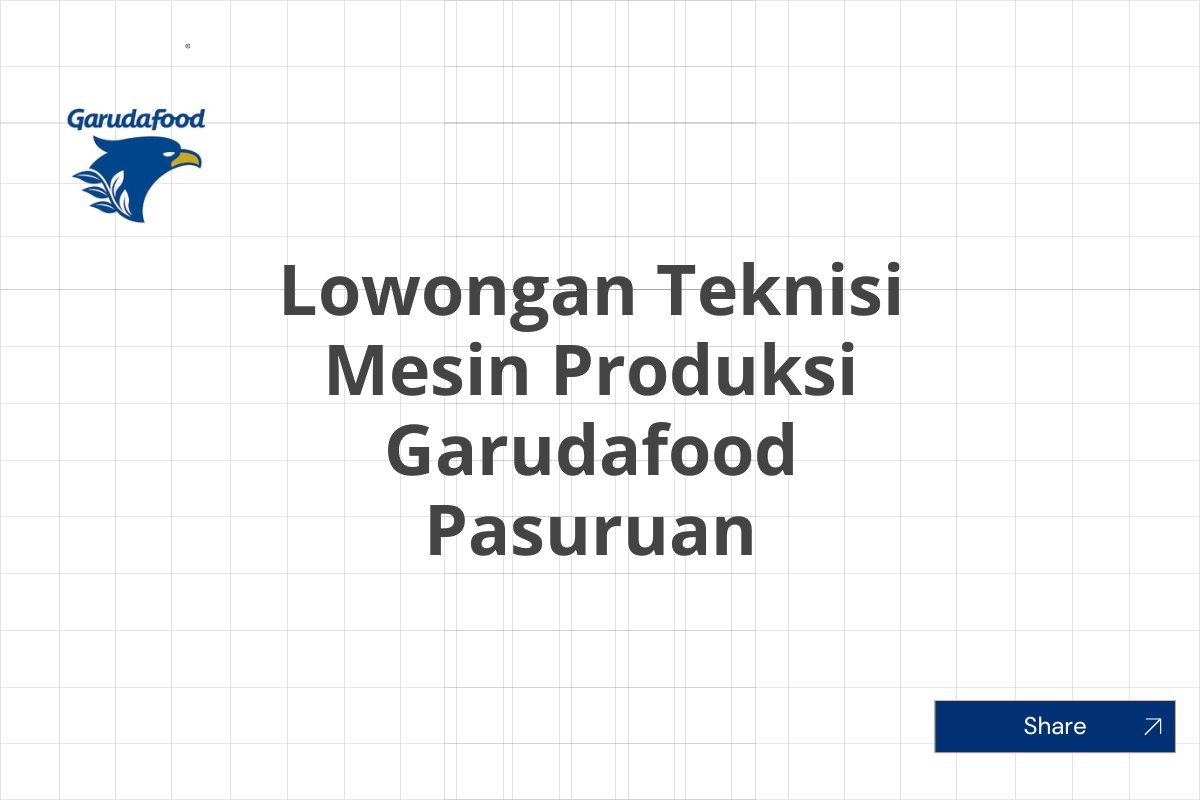 Lowongan Teknisi Mesin Produksi Garudafood Pasuruan