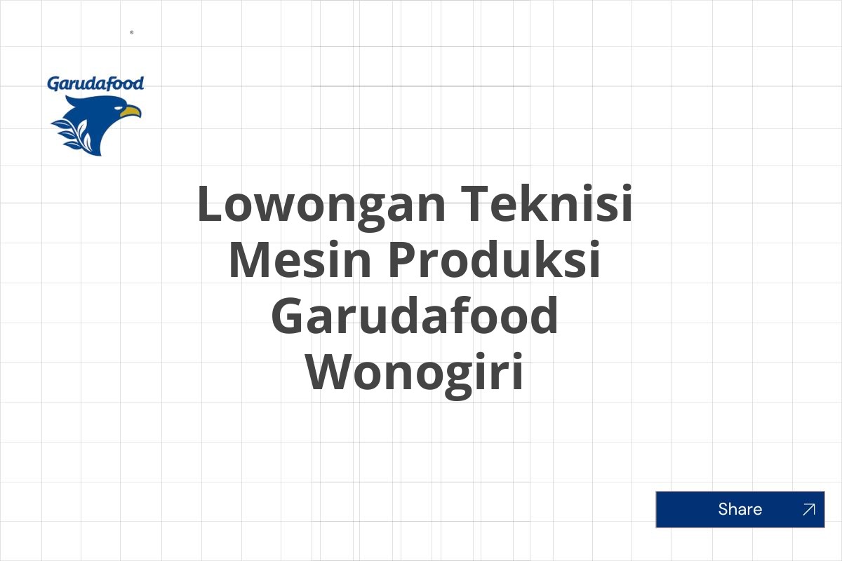 Lowongan Teknisi Mesin Produksi Garudafood Wonogiri