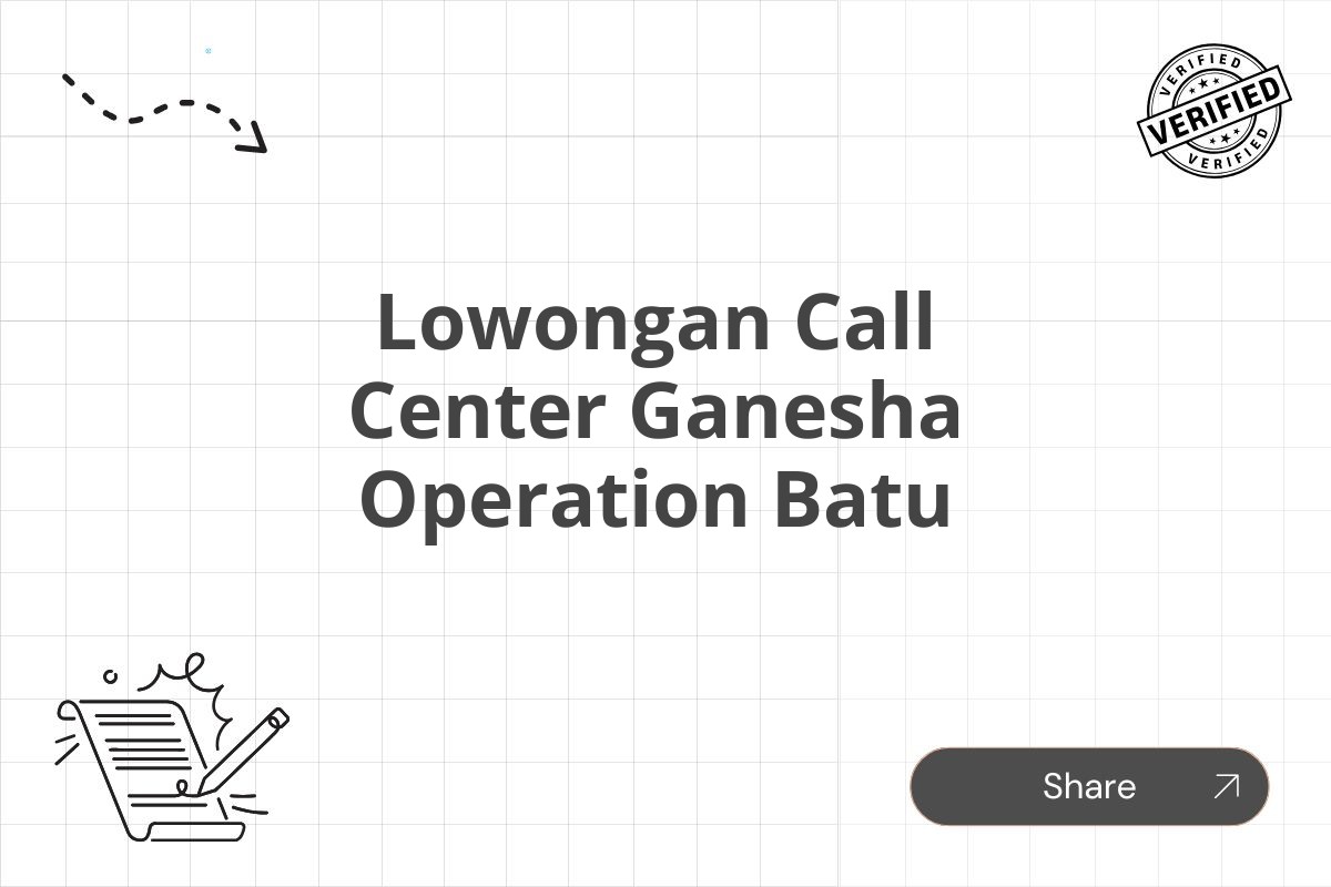 Lowongan Call Center Ganesha Operation Batu